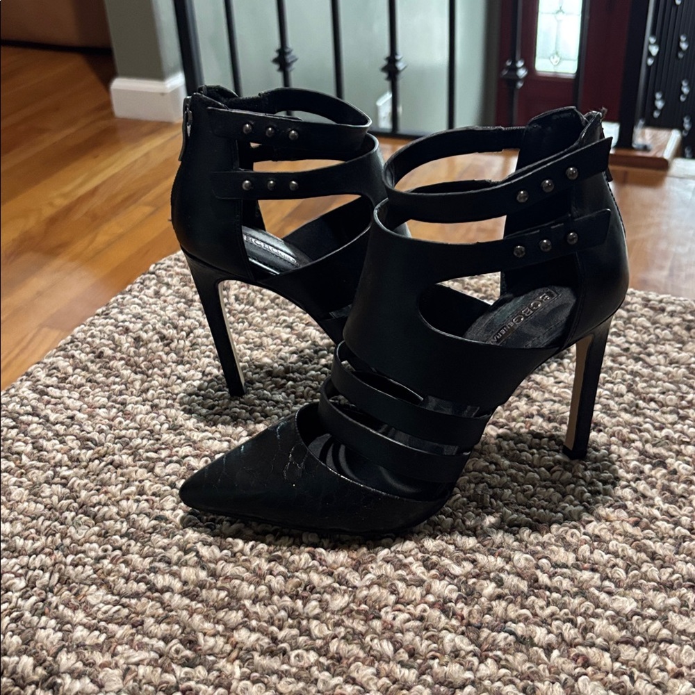 BCBGeneration Black Strappy Heels